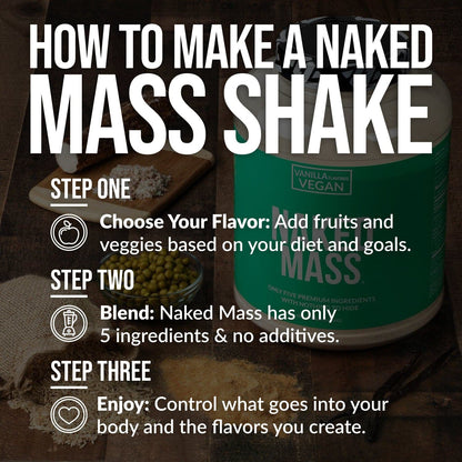 Vanilla Vegan Mass Gainer Supplement - Vanilla (Vegan) 12LB Made for Smooth, Calorie - Rich Shakes